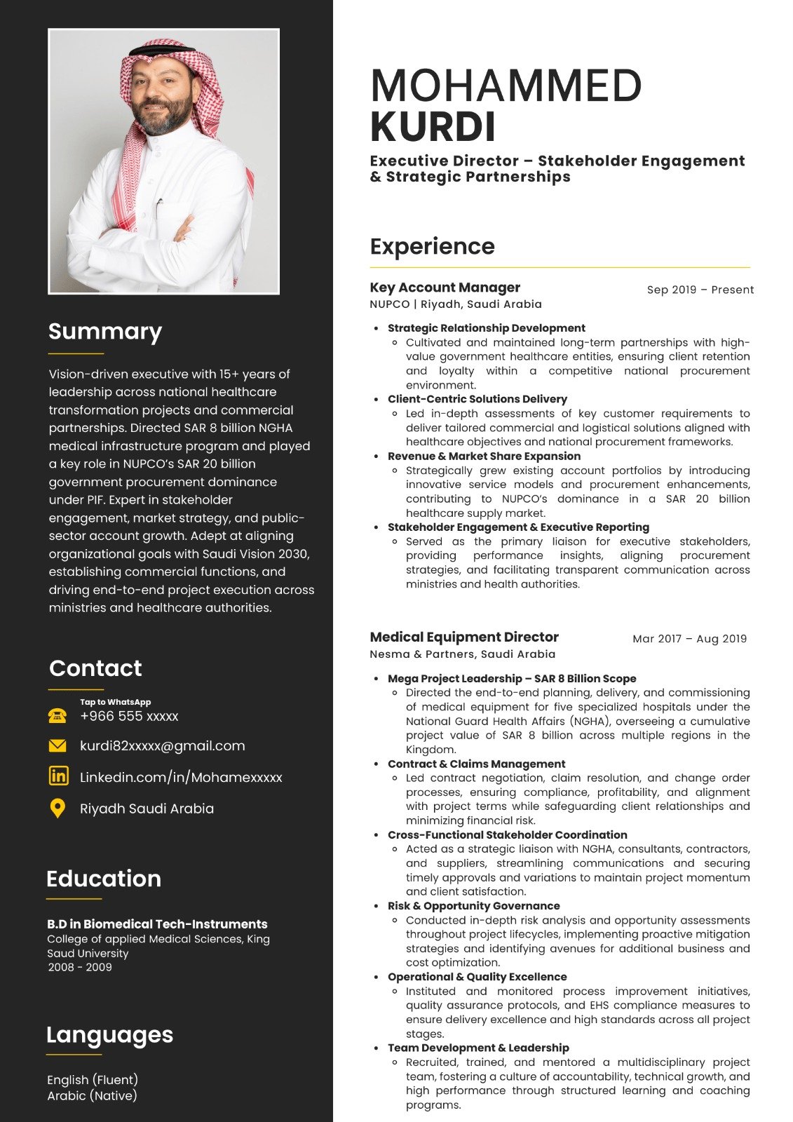 Executive Director, Partnerships CV sample