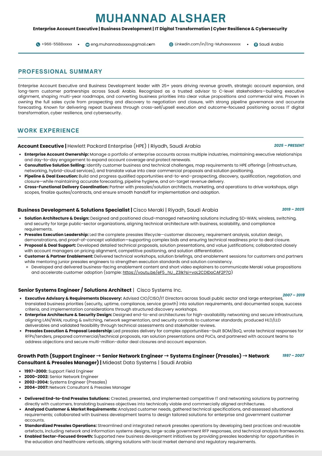 Enterprise Account Executive CV sample